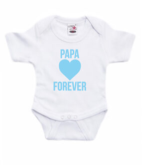 Bellatio Decorations Papa forever blauw hart kraamcadeau rompertje wit jongens en meisjes 56 (1-2 maanden)