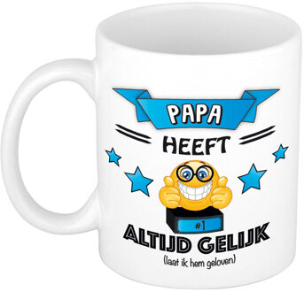 Bellatio Decorations Papa heeft altijd gelijkA cadeau mok - blauw - 300 ml - keramiek - vaderdag - feest mokken