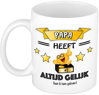 Bellatio Decorations Papa heeft altijd gelijkA cadeau mok - goud - 300 ml - keramiek - vaderdag - feest mokken Goudkleurig