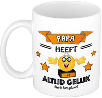 Bellatio Decorations Papa heeft altijd gelijkA cadeau mok - oranje - 300 ml - keramiek - vaderdag - feest mokken