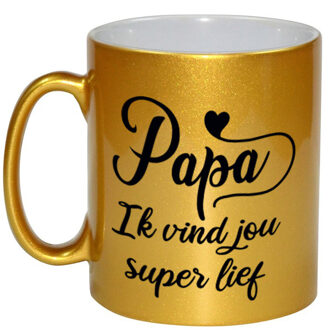 Bellatio Decorations Papa ik vind jou super lief - cadeau koffiemok - beker - goud - 300 ml