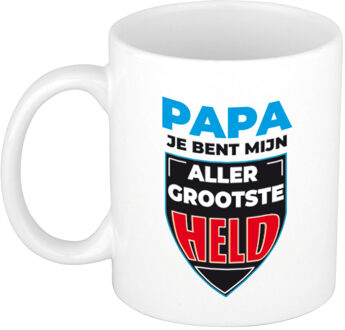 Bellatio Decorations Papa je bent mijn allergrootste held cadeau mok / beker wit 300 ml Multi
