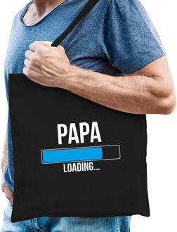 Bellatio Decorations Papa loading cadeau katoenen tas zwart voor heren - Cadeau aanstaande papa - Feest Boodschappentassen