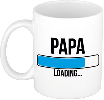 Bellatio Decorations Papa loading cadeau mok / beker wit 300 ml - feest mokken Multikleur