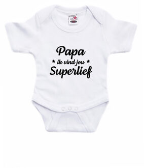 Bellatio Decorations Papa superlief cadeau baby rompertje wit jongen/meisje 56 (1-2 maanden)