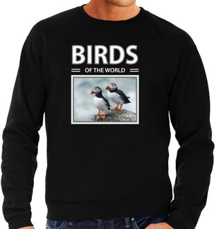 Bellatio Decorations Papegaaiduiker vogel sweater / trui met dieren foto birds of the world zwart voor heren