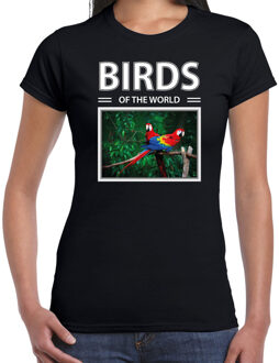 Bellatio Decorations Papegaaien t-shirt met dieren foto birds of the world zwart voor dames