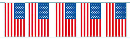 Bellatio Decorations Papieren slinger Amerika 4 meter - Amerikaanse vlag -  USA Supporter feestartikelen - Landen decoratie/versiering