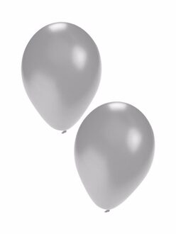 Bellatio Decorations Party ballonnen - zilver - 50x stuks - dia 27 cm - feestartikelen/versieringen