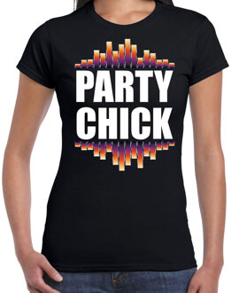 Bellatio Decorations Party chick fun tekst t-shirt zwart dames XS