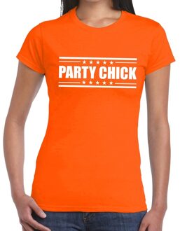 Bellatio Decorations Party chick t-shirt oranje dames XS