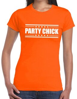 Bellatio Decorations Party chick t-shirt oranje dames