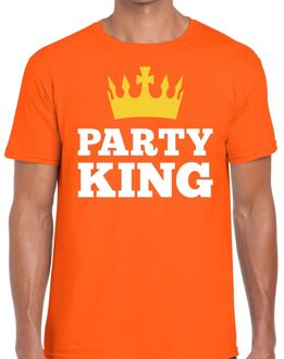 Bellatio Decorations Party king t-shirt oranje heren M - Feestshirts