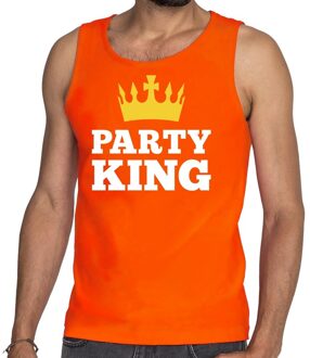 Bellatio Decorations Party King tanktop / mouwloos shirt oranje heren 2XL - Feestshirts