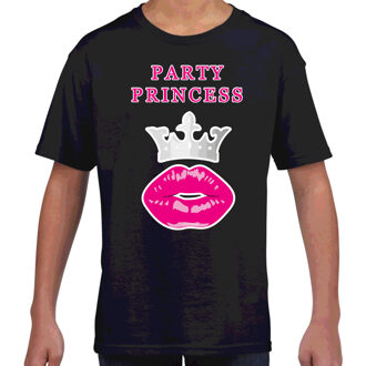 Bellatio Decorations Party princess cadeau t-shirt zwart voor meiden/meisjes L (146-152)