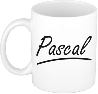 Bellatio Decorations Pascal Naam koffiemok - beker - met sierlijke letters - wit - 300 ml - Cadeau - Heren