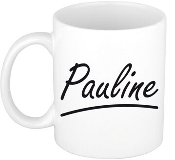 Bellatio Decorations Pauline Naam koffiemok - beker - met sierlijke letters - wit - 300 ml - Cadeau - Dames
