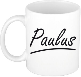 Bellatio Decorations Paulus voornaam kado beker / mok sierlijke letters - gepersonaliseerde mok met naam - Naam mokken Multikleur