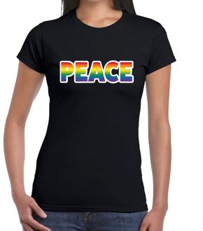 Bellatio Decorations Peace gay pride t-shirt zwart voor dames M