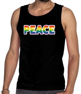 Bellatio Decorations Peace gay pride tanktop/mouwloos shirt zwart heren 2XL