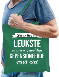 Bellatio Decorations pensioen cadeau tas - Leukste Gepensioneerde - groen - VUT - tote bag/shopper