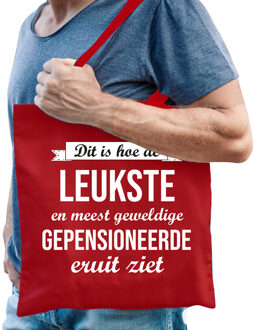 Bellatio Decorations pensioen cadeau tas - Leukste Gepensioneerde - rood - VUT - tote bag/shopper