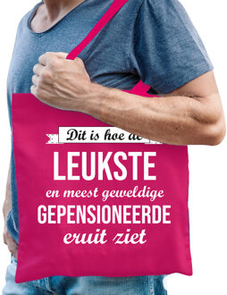 Bellatio Decorations pensioen cadeau tas - Leukste Gepensioneerde - roze - VUT - tote bag/shopper