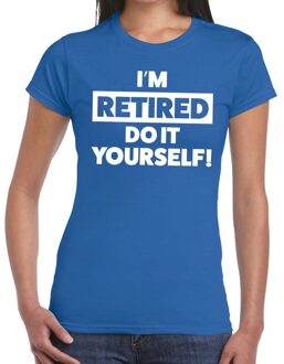 Bellatio Decorations Pensioen I am retired do it yourself t-shirt blauw dames XL