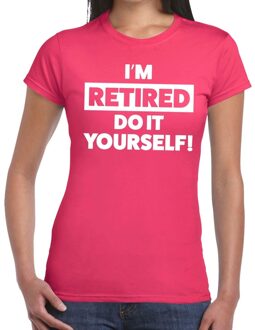 Bellatio Decorations Pensioen I am retired do it yourself t-shirt roze dames 2XL