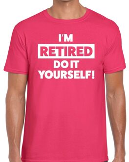 Bellatio Decorations Pensioen I am retired do it yourself t-shirt roze heren 2XL