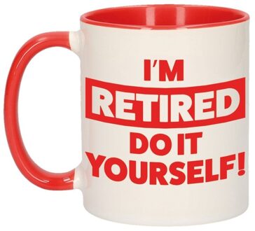 Bellatio Decorations Pensioen kado mok / beker rood Im retired do it yourself 300 ml - feest mokken