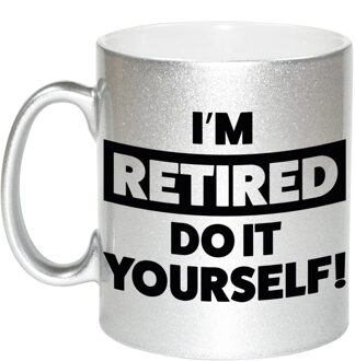 Bellatio Decorations Pensioen kado mok / beker zilver Im retired do it yourself 330 ml - feest mokken Zilverkleurig