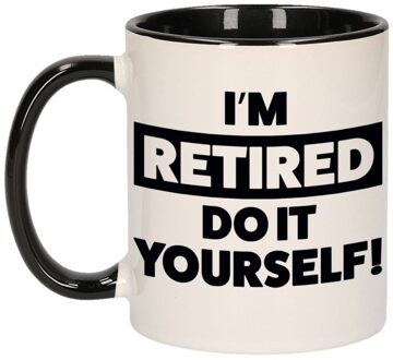 Bellatio Decorations Pensioen kado mok / beker zwart - Im retired do it yourself - 300 ml - VUT