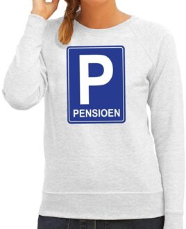 Bellatio Decorations Pensioen P cadeau sweater grijs voor dames 2XL