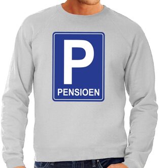 Bellatio Decorations Pensioen P cadeau sweater grijs voor heren