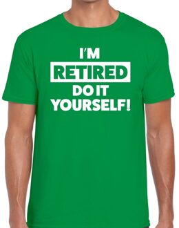 Bellatio Decorations Pensioen thema cadeau I am retired do it yourself! t-shirt -groen - voor heren - afscheid cadeau