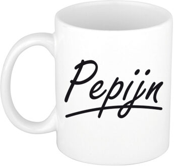 Bellatio Decorations Pepijn Naam koffiemok - beker - met sierlijke letters - wit - 300 ml - Cadeau - Heren