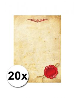 Bellatio Decorations Perkament briefpapier A4 formaat voor.o.a. oorkondes en aankondigingen - 20x stuks