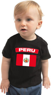 Bellatio Decorations Peru landen shirtje met vlag zwart voor babys 62 (1-3 maanden)