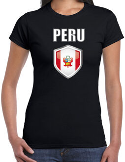 Bellatio Decorations Peru landen supporters t-shirt - zwart - dames - fan kleding - korte mouwen