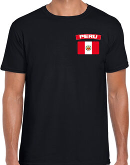 Bellatio Decorations Peru t-shirt met vlag zwart op borst voor heren 2XL