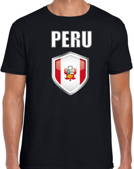 Bellatio Decorations Peru vlag thema landen t-shirt - zwart - voor heren - Supporters kleding - korte mouwen