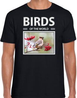 Bellatio Decorations Pestvogels t-shirt met dieren foto birds of the world zwart voor heren