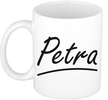 Bellatio Decorations Petra Naam koffiemok - beker - met sierlijke letters - wit - 300 ml - Cadeau - Dames