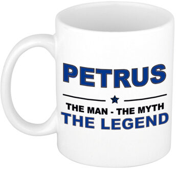 Bellatio Decorations Petrus cadeau mok - man myth legend - naam koffiemok / beker - wit en blauw - 300 ml Donkerblauw