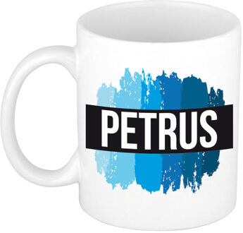 Bellatio Decorations Petrus naam / voornaam kado beker / mok verfstrepen - Gepersonaliseerde mok met naam - Naam mokken Multikleur