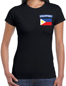 Bellatio Decorations Philippines t-shirt met vlag Filipijnen zwart op borst voor dames XS