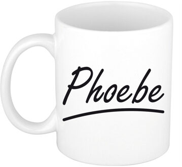 Bellatio Decorations Phoebe Naam koffiemok - beker - met sierlijke letters - wit - 300 ml - Cadeau - Dames