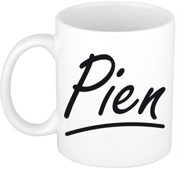 Bellatio Decorations Pien voornaam kado beker / mok sierlijke letters - gepersonaliseerde mok met naam - Naam mokken Multikleur