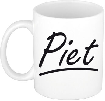 Bellatio Decorations Piet voornaam kado beker / mok sierlijke letters - gepersonaliseerde mok met naam - Naam mokken Multikleur